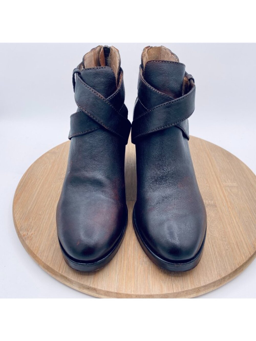Eileen Fisher Boots Womens 7 Brown Leather Zip Back Ankle Minimalist $249 - Picture 2 of 11